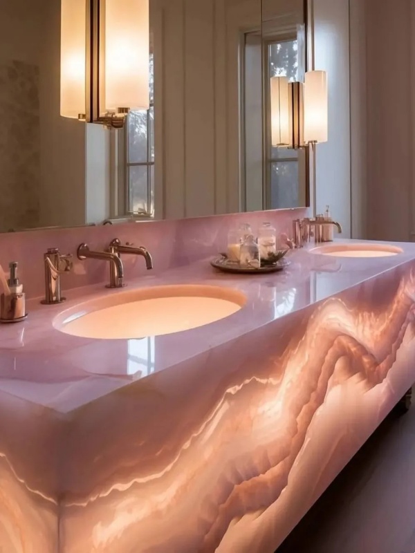 pink onyx lighting desk