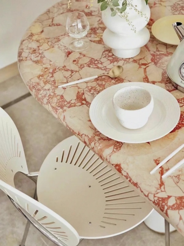 pink Breccia Perniche Marble dining table